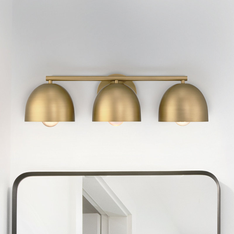Hunter Erling 3 Light Medium Bathroom Vanity Wall Light Fixture, Gold, Gold