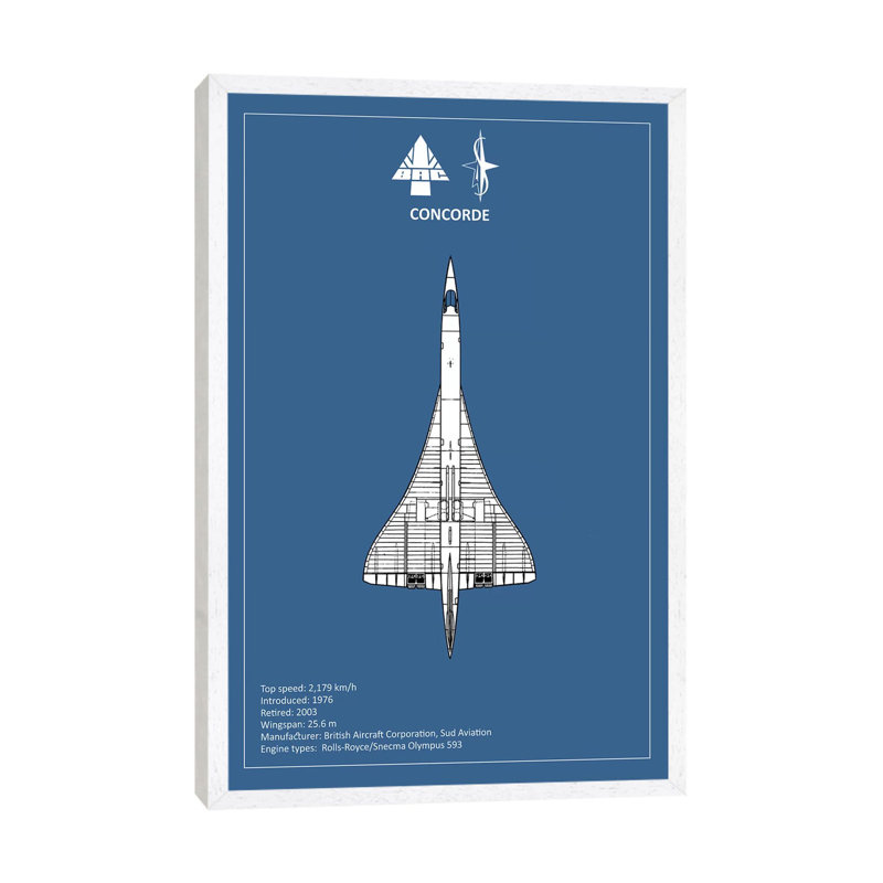 BAE Concorde by Mark Rogan - Print on Canvas, 66.04 cm H x 45.72 cm W, White Framed