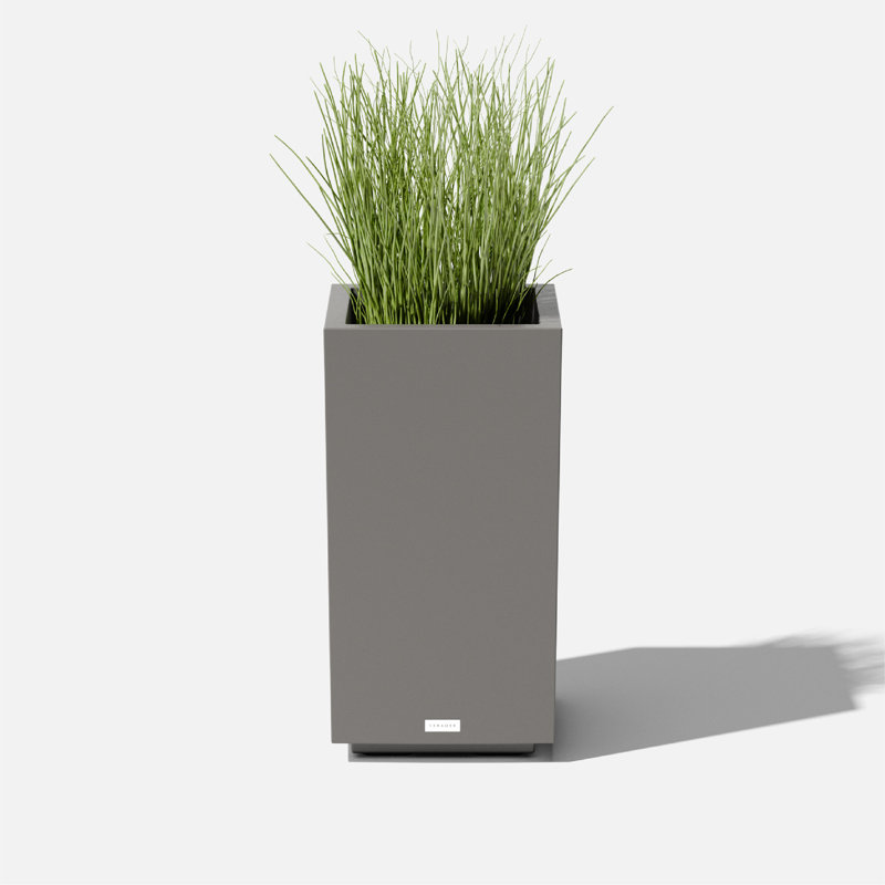 Pot à fleurs à piédestal Block Series, H 26 po x l 13,5 po x P 13,5 po, Gris