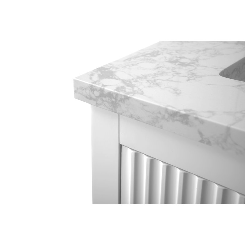 Laval 36" Single Sink Freestanding Bathroom Vanity with Engineered Marble Top, Linear White, Brushed Nickel