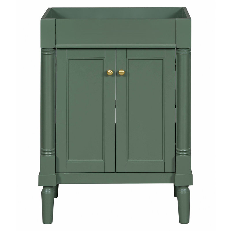 Meuble-lavabo de salle de bain sans lavabo 2 niveaux, Vert, Or