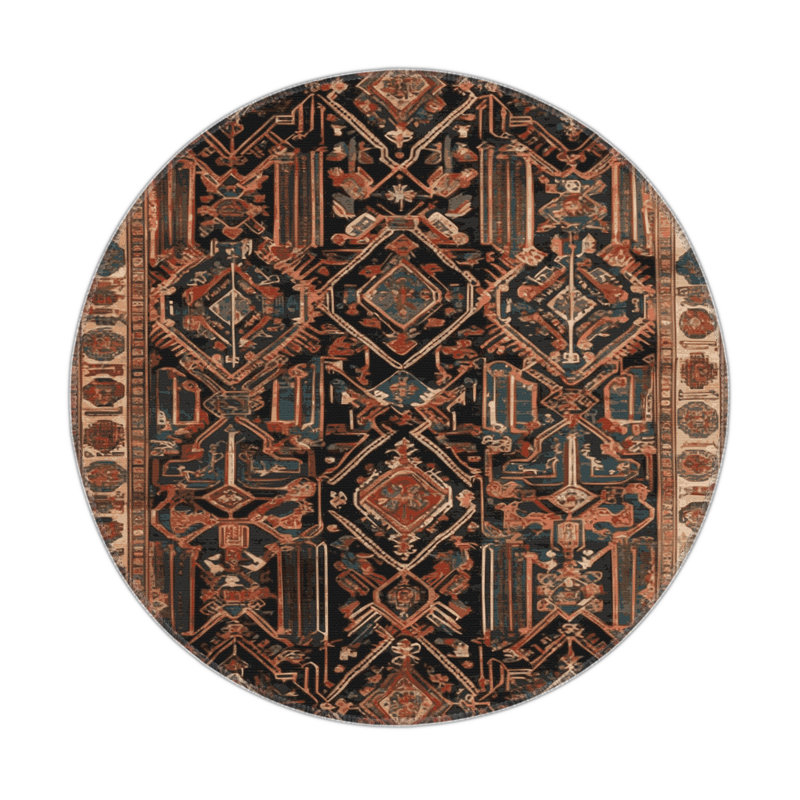 ArtDeco Brown Indoor and Outdoor Area Rug, Round 5'