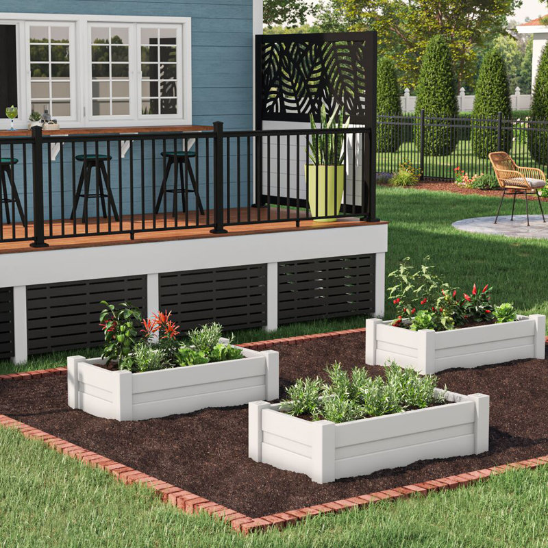 White Vinyl Raised Garden Bed with Reinforced Rails