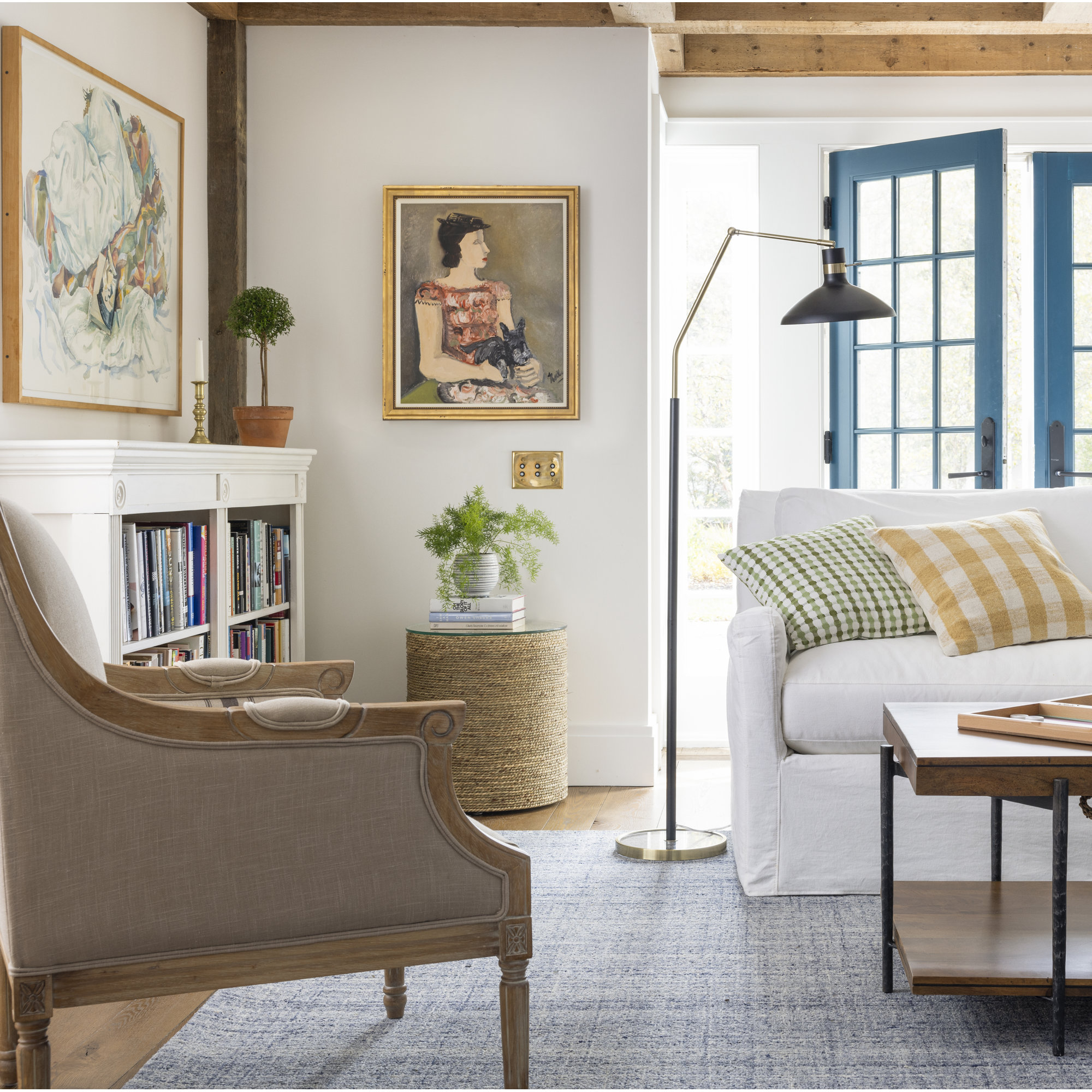 Rowena Upholstered Armchair, Tan Striped