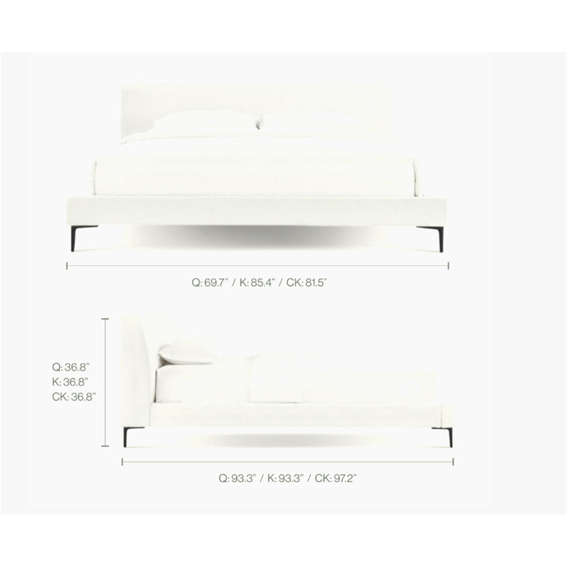 Lit plateforme tissé Brooke Palo-Pearl Brooke, Très grand lit, Blanc, crème