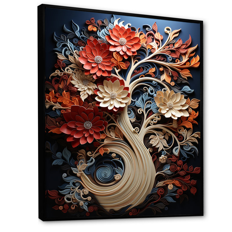 Coral Tree Harmony I, reproduction d'art sur toile, H 44 po x l 34 po x P 1,5 po, Cadre flottant noir