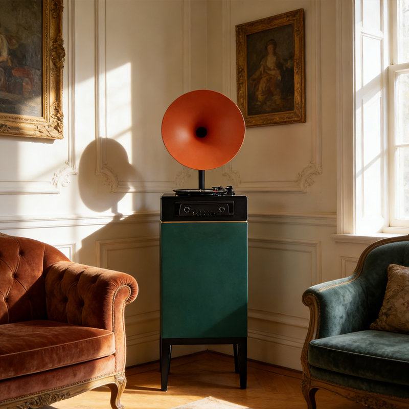 Lecteur de disques rétro Bluetooth, Vert et orange