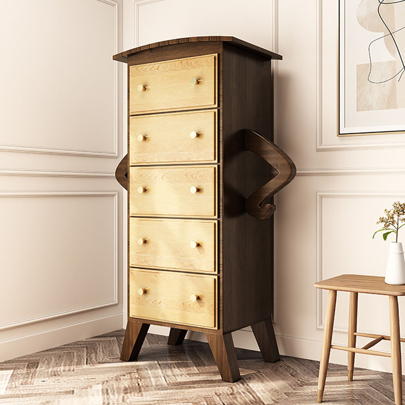 Armoire de rangement à tiroirs, Brun noisette / beige