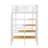 Metal Loft Bed In Twin Size, Featuring An Upper Grid Storage Shelf And Side Storage Ladder-1316729124
