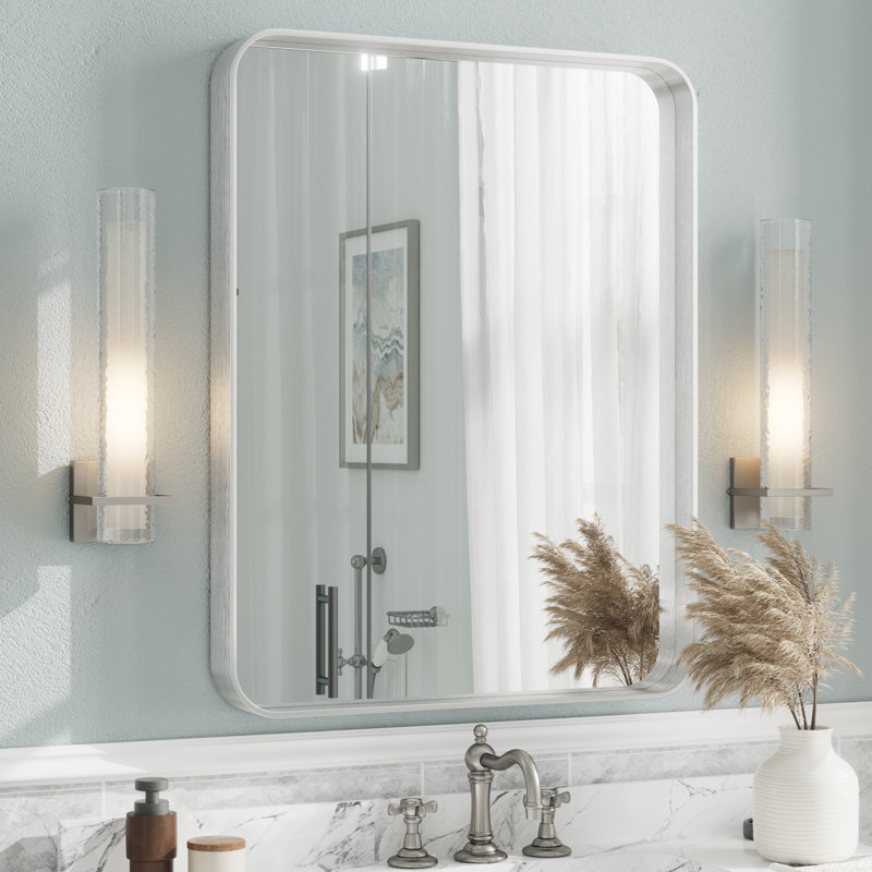 Miroir mural Aevar, 36 po x 28 po, Argent brossé