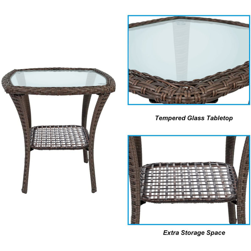 Moumoune Square Glass Outdoor Side Table