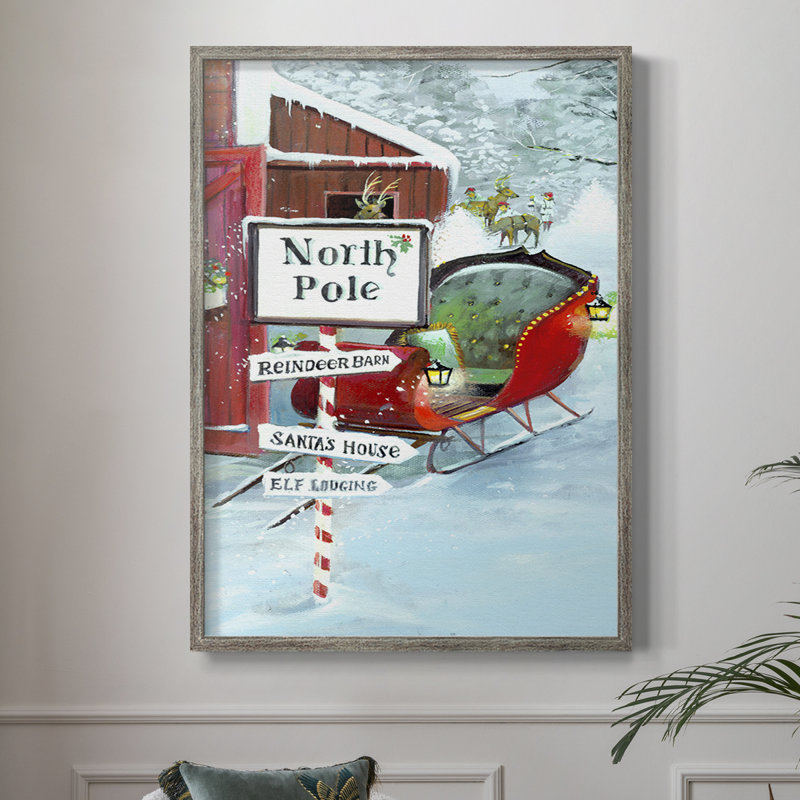 The North Pole Framed Print - Solid Wood, 11" H x 9" W