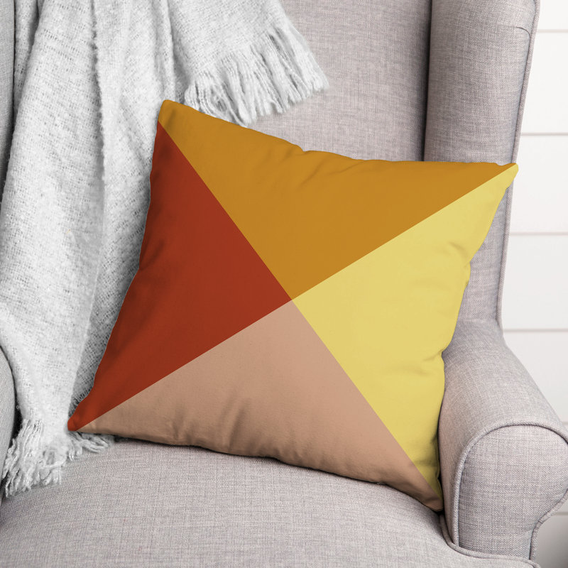 Geometric Outdoor Reversible Throw Pillow, Yellow/Orange/Red