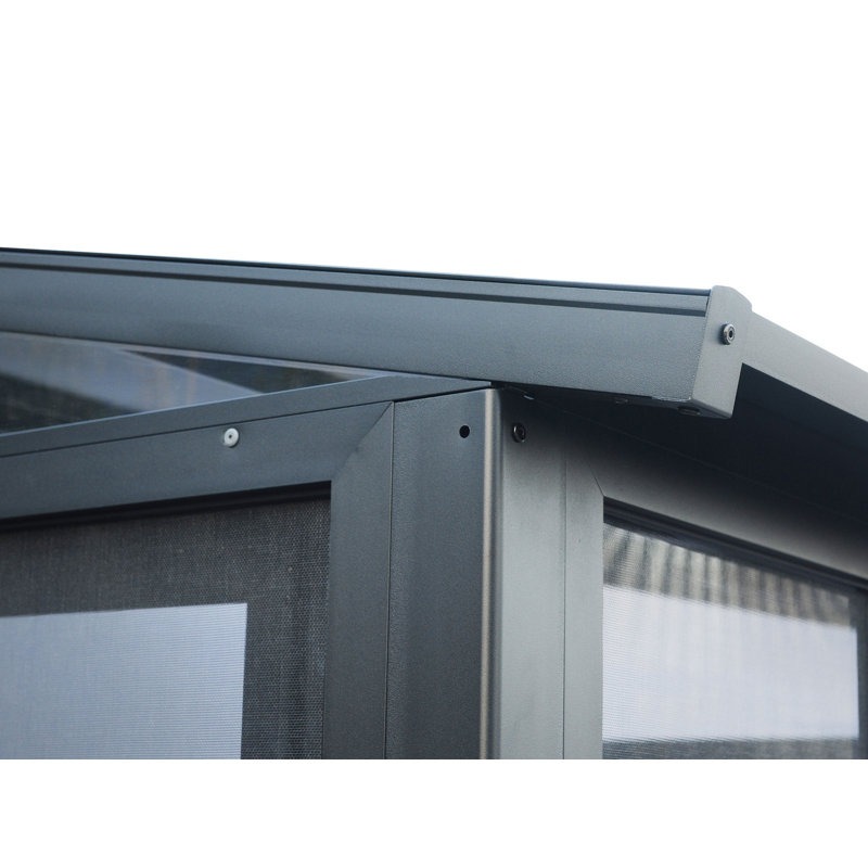 Gazebo Penguin Florence Solarium mural 2,4 m x 4,9 m Toit en métal - Noir, L 16 pi x P 8,2 pi, Noir