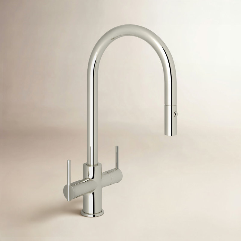Pirellone 2 Lever Pull Down Kitchen Faucet, Polished Nickel
