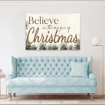 Believe In The Magic Of Christmas Rustic Abstract Contemporary Pine Landscape Art