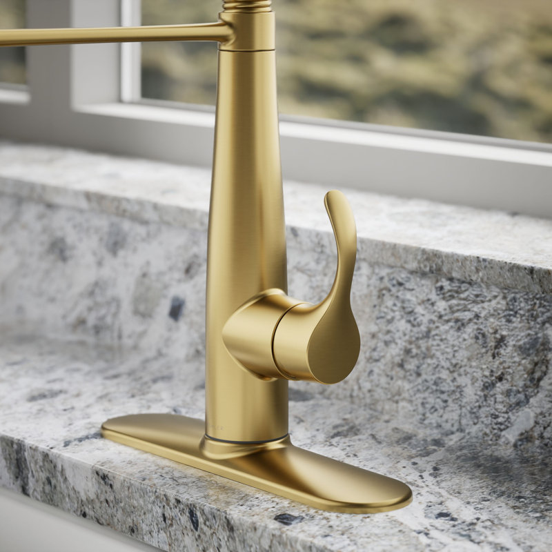 Kohler Simplice Single Handle Semi-Professional Pre-Rinse Kitchen Sink Faucet with Three-Function Pull Down Sprayer