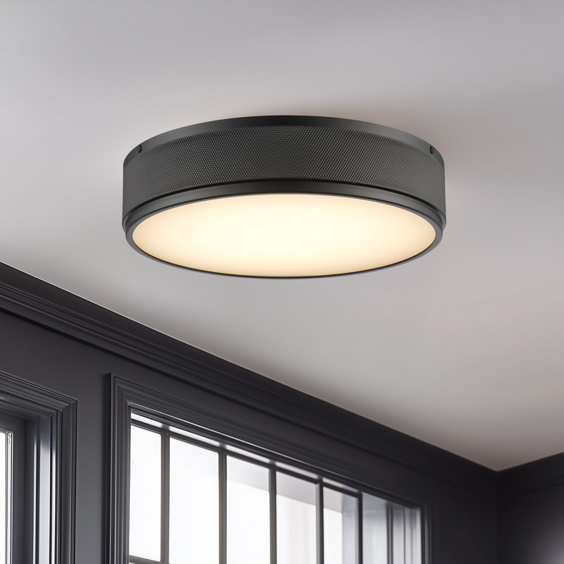 Amos LED Flush Mount, Black, 2.8" H x 13" W x 13" D