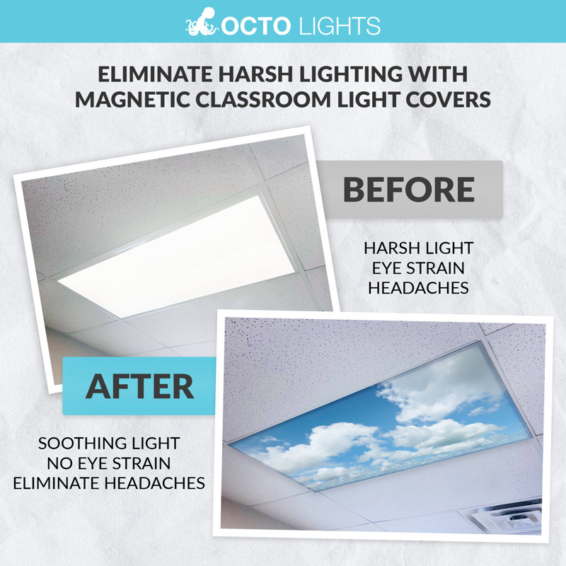 Cloud - Magnetic Fluorescent Light Cover for Ceiling Lights Classroom -  2x4 -  by Octo Lights