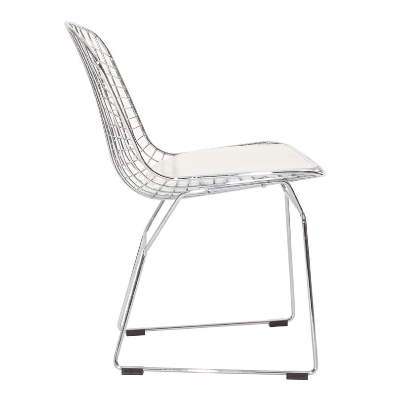 Burnie Faux Leather Side Chair, White Faux Leather