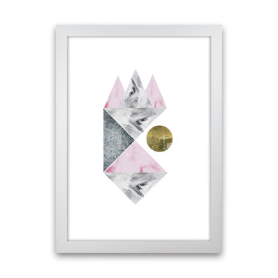Luna Side Moon Pink And Grey Triangles Abstract by Pixy Paper - Print