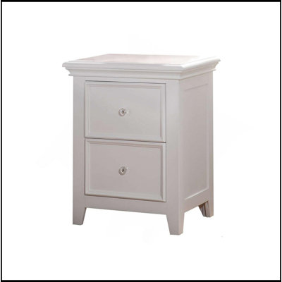 Pine Wood Nightstand With 2 Drawers, White