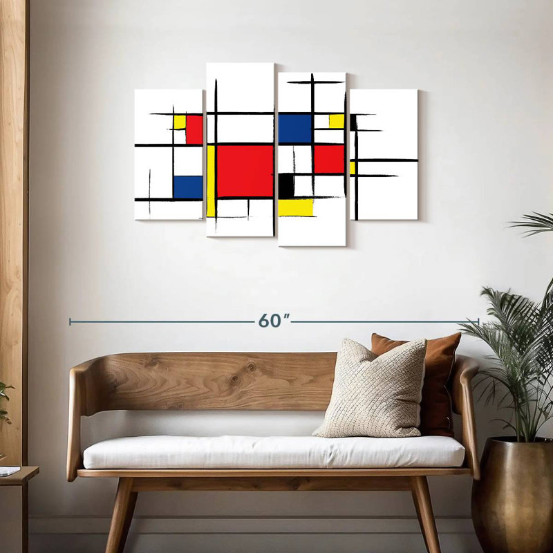Avery Mondrian d'inspiration rustique abstraite, H 27 po x l 43 po