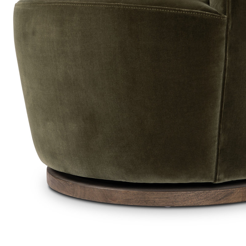 Aurora Wide Swivel Armchair, Surrey Olive Performance Velvet