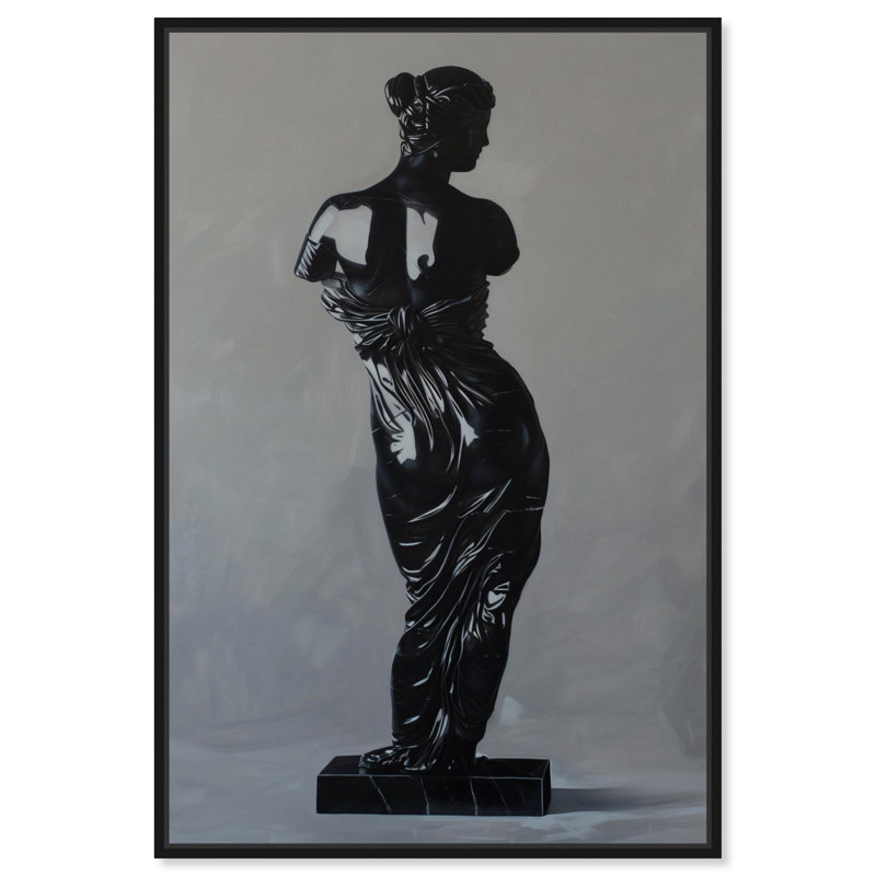 Élégante sculpture sur toile, art féminin noir et blanc par Art Remedy, Cadre noir, H 16 po x l 11 po