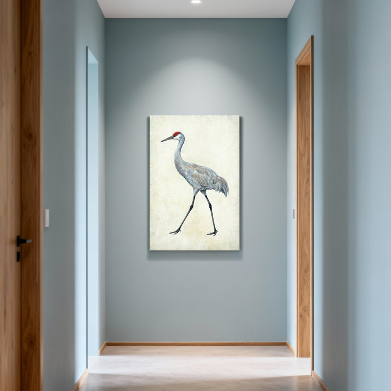 Animaux, grue du Canada marchant sur toile, H 18 po x l 12 po