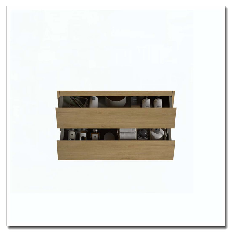 Armoire murale avec deux tiroirs pré-assemblés, Chêne