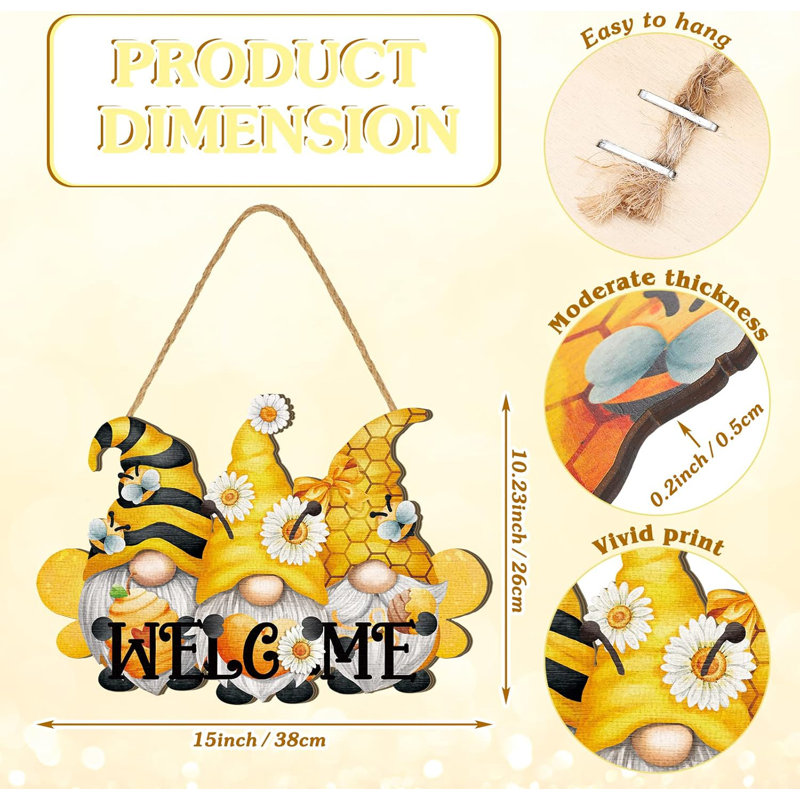 Signe de porche abeille gnome - décor de maison de ferme