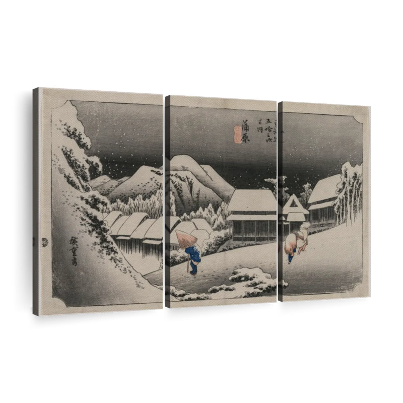 «Evening Snow At Kambara», 3 pièces, H 42 po x l 65 po