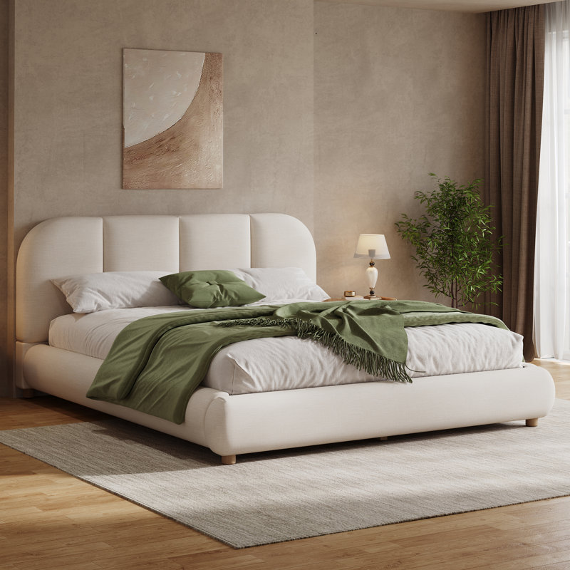 Lit tapissier en lin Linden, Grand lit
