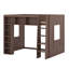 Grand lit mezzanine en bois avec armoires et tablettes, conception moderne peu encombrante-694224525