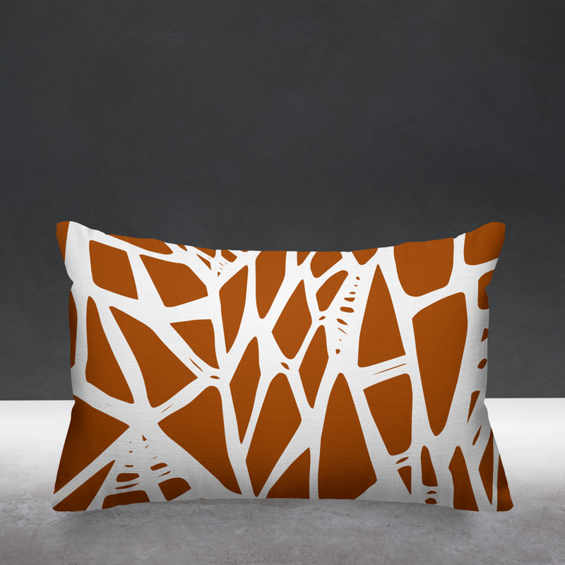 Coussin intérieur / extérieur Rodman Tribal Abstract, Orange brûlé