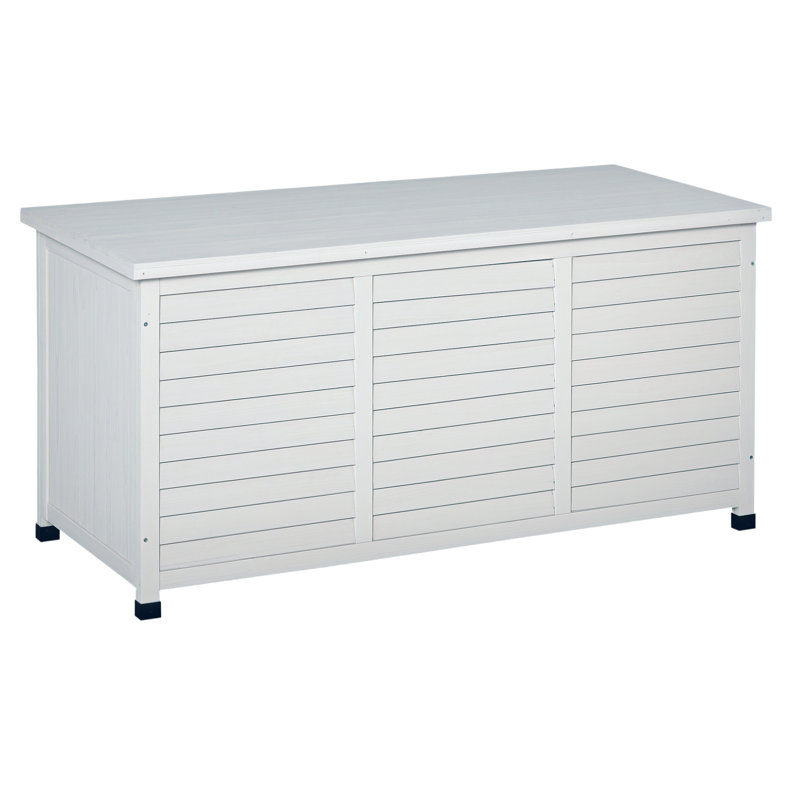 Boîte de rangement en bois pour l'extérieur avec espace d'aération blanc