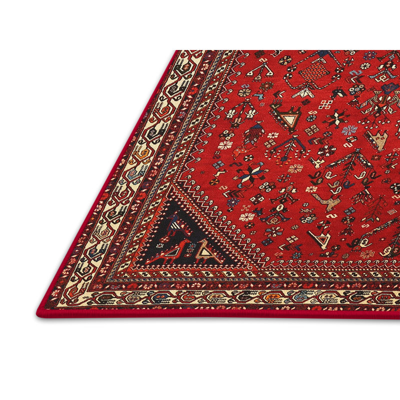 Tapis oriental rouge / beige / noir, Rectangle 5 pi x 7 pi