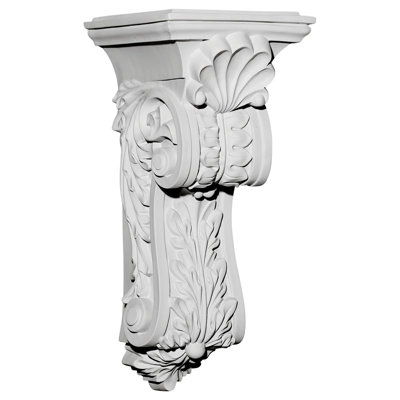 Endurathane Scroll Leaf Corbel, 7 7/8"W x 8 3/4"D x 18 1/4"H, Factory Primed (2-Pack)