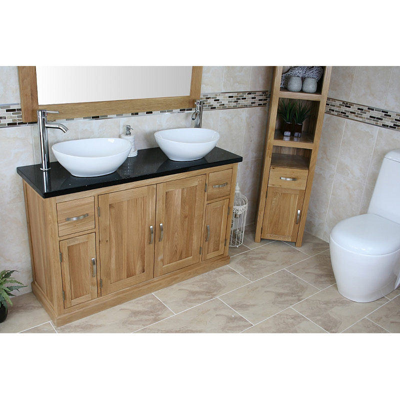 Arely 1230mm Double Bathroom Vanity with Vessel Ceramic Basin, Black