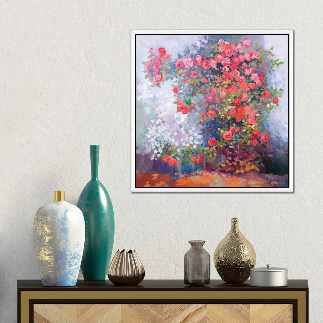 Scharlachrote Rosen von Anastasiia Grygorieva - Galerie-umwickelte Leinwand Giclée auf Leinwand