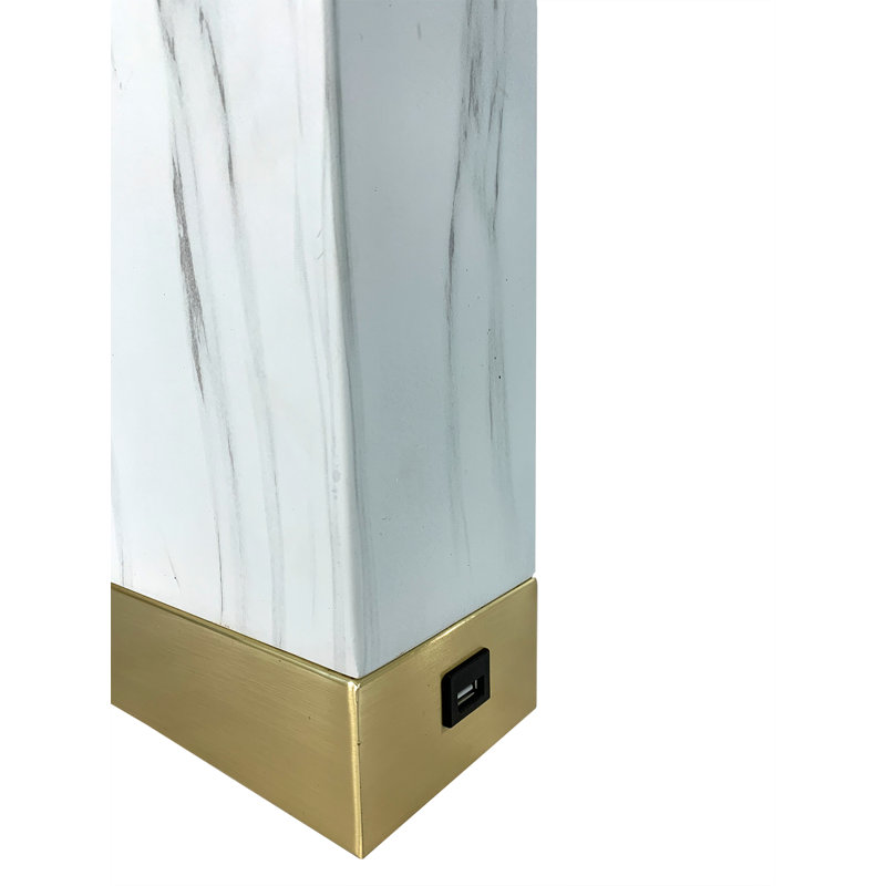 Hauser Metal USB Table Lamp, Gold/White