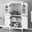 Armoire de rangement élégante pour salle de bain, unité de rangement pour salle de bain, armoire autoportante avec 4 portes, tablettes réglables, tablettes adaptables, blanc-214758415