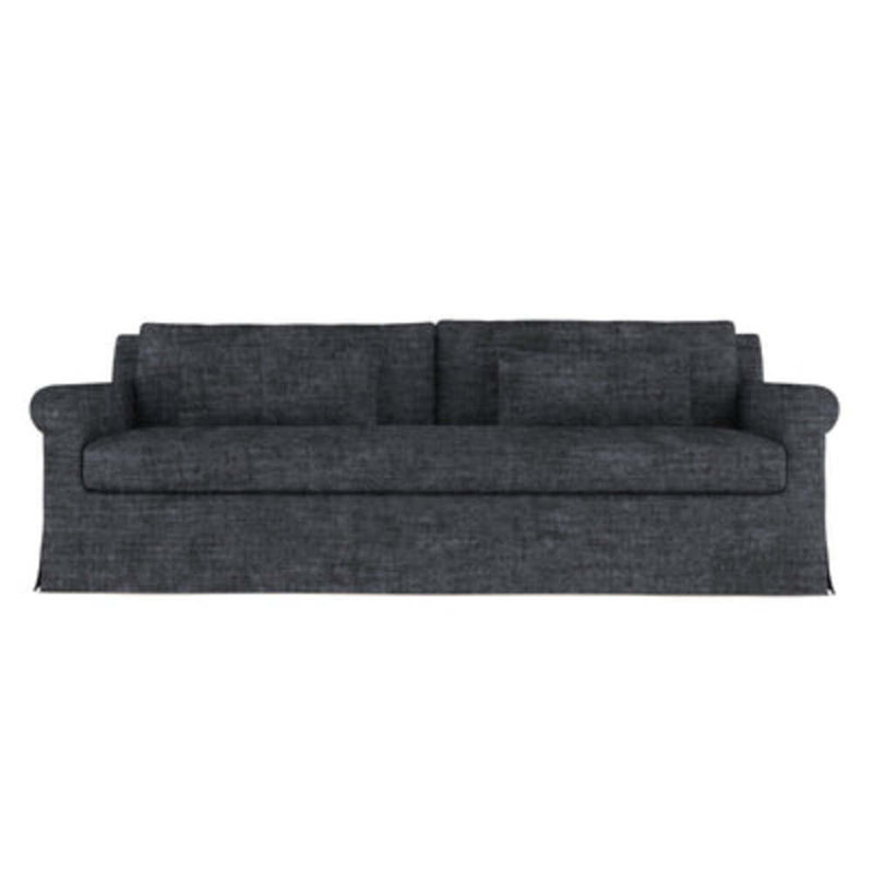 Canapé à accoudoirs arrondis Ludlow, H 34 po x l 84 po x P 38 po, Ébène, Velours écrasé graphite