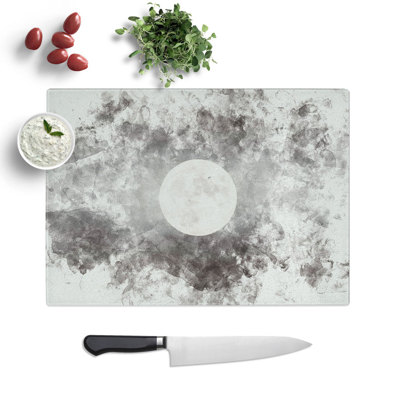 Tempered Glass Full Moon at Dusk Chopping Board, 20 cm x 28.5 cm