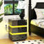3 Drawers Bedside Table, Bedside Cabinet with LED Light & UK Charging Station 2AC/2USB, Wooden Storage Side Cabinet for Bedroom Living Room Corner, UK Plug-1991464635