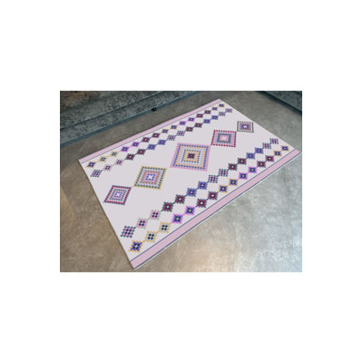 Tapis décoratif multicolore rose à motif traditionnel lavable à la machine
