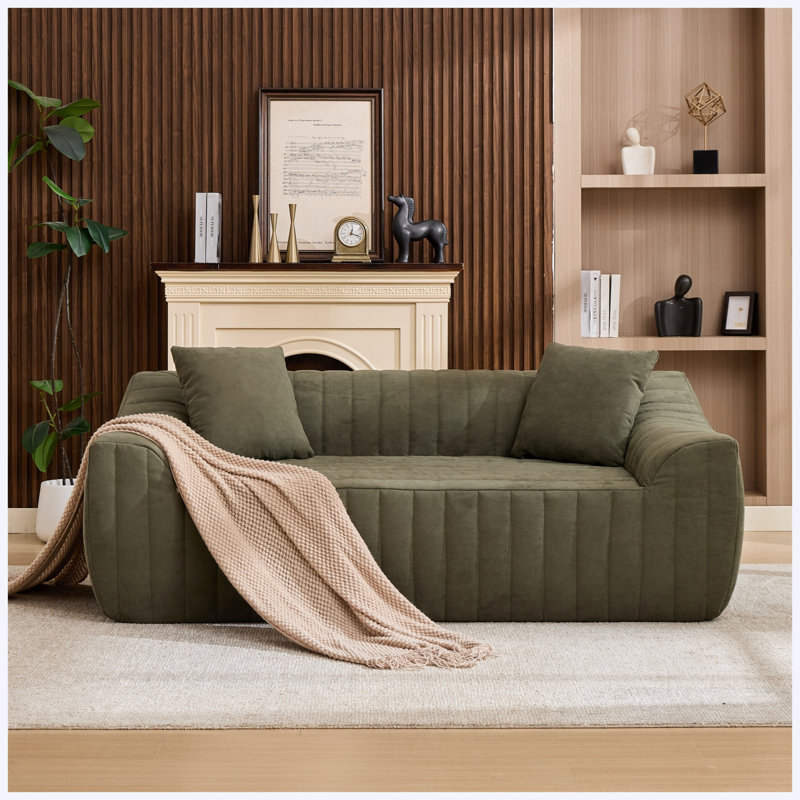 Causeuse avec coussins décoratifs en similicuir pour le salon, les appartements et les petits espaces, Green Faux Leather
