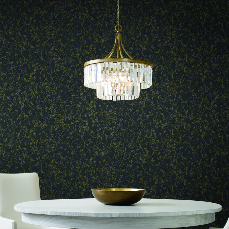 Double rouleau floral Swanson, Noir / or