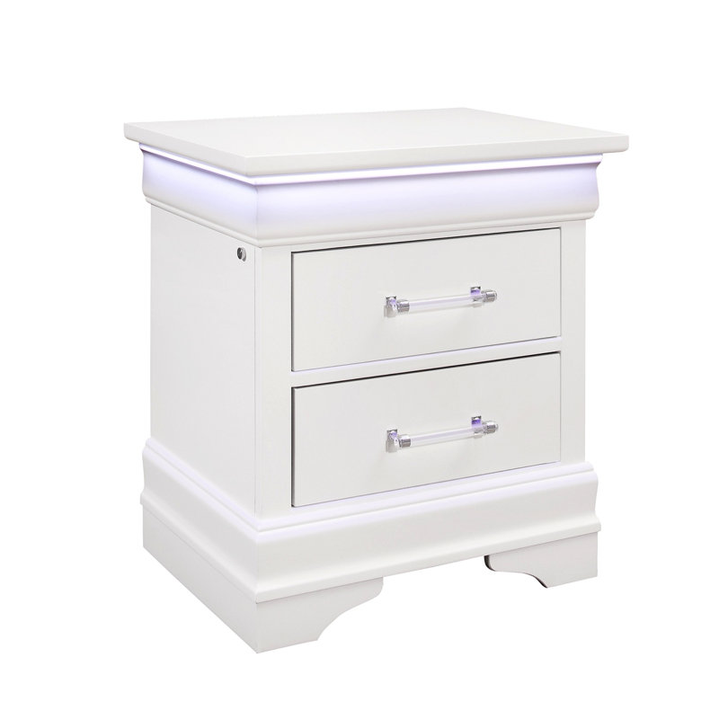 Table de chevet avec DEL Charlston, Blanc